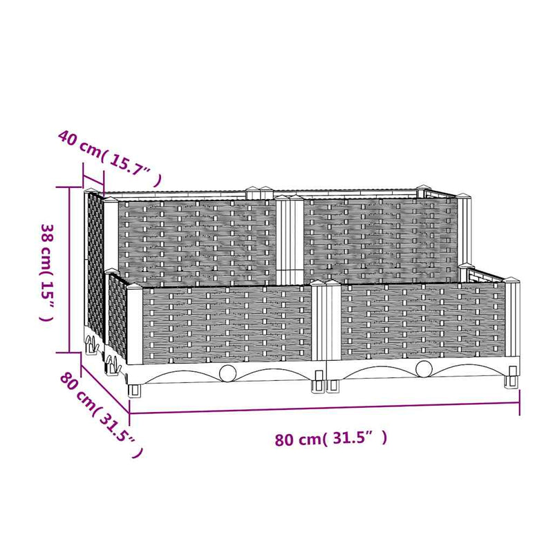 vidaXL polipropilén magaságyás 80 x 80 x 38 cm