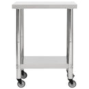 vidaXL rozsdamentes acél konyhai munkaasztal kerekekkel 80x30x85 cm