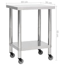 vidaXL rozsdamentes acél konyhai munkaasztal kerekekkel 80x30x85 cm