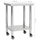 vidaXL rozsdamentes acél konyhai munkaasztal kerekekkel 80x45x85 cm