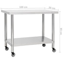 vidaXL rozsdamentes acél konyhai munkaasztal kerekekkel 100x30x85 cm