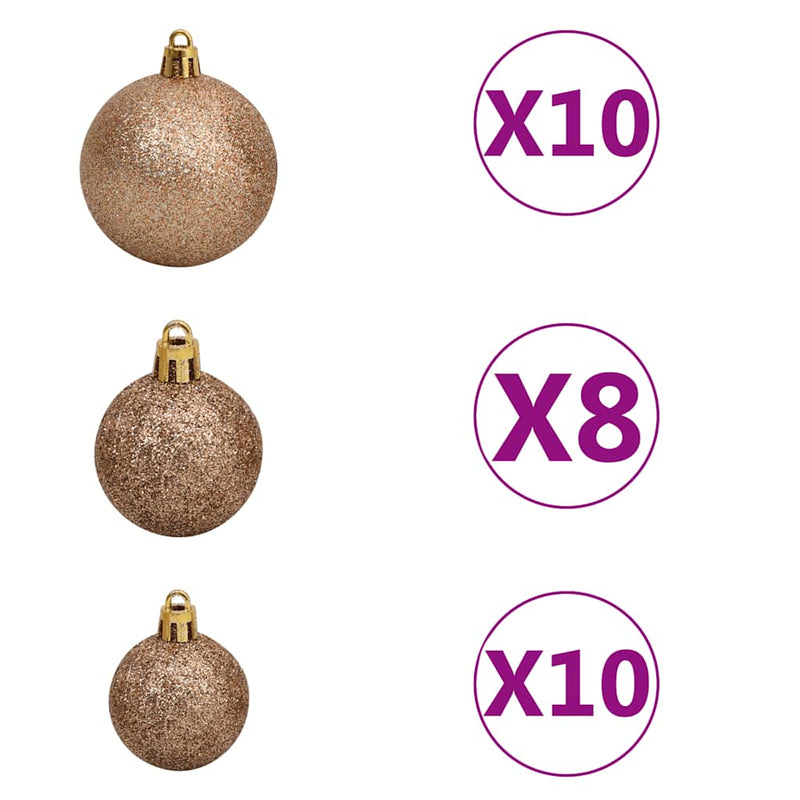 vidaXL megvilágított műkarácsonyfa 910 ággal gömb szettel 210 cm