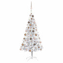 vidaXL ezüstszínű PET megvilágított műkarácsonyfa gömb szettel 120 cm