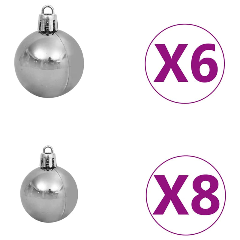 vidaXL fehér megvilágított fél műkarácsonyfa gömb szettel 120 cm