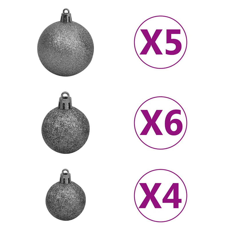 vidaXL fehér megvilágított fél műkarácsonyfa gömb szettel 120 cm
