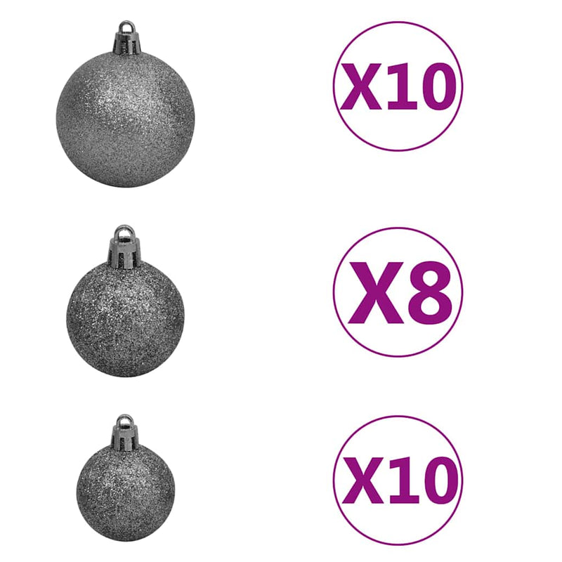 vidaXL fehér megvilágított műkarácsonyfa gömb szettel 240 cm L