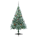 vidaXL zúzmarás megvilágított karácsonyfa gömb szettel/tobozzal 150 cm