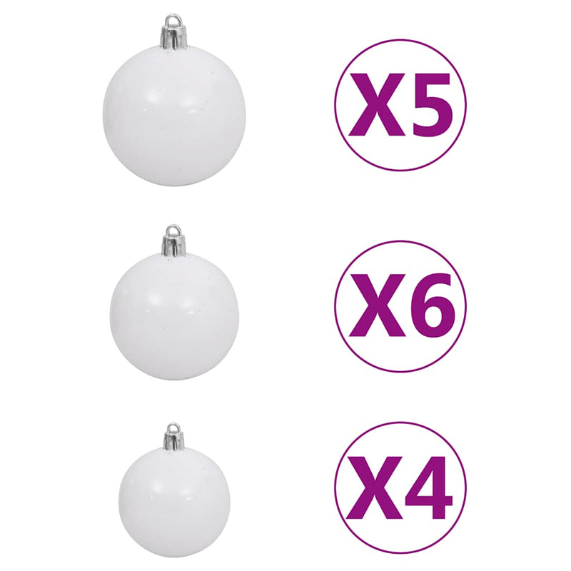 vidaXL zöld PVC megvilágított műkarácsonyfa gömb szettel 180 cm