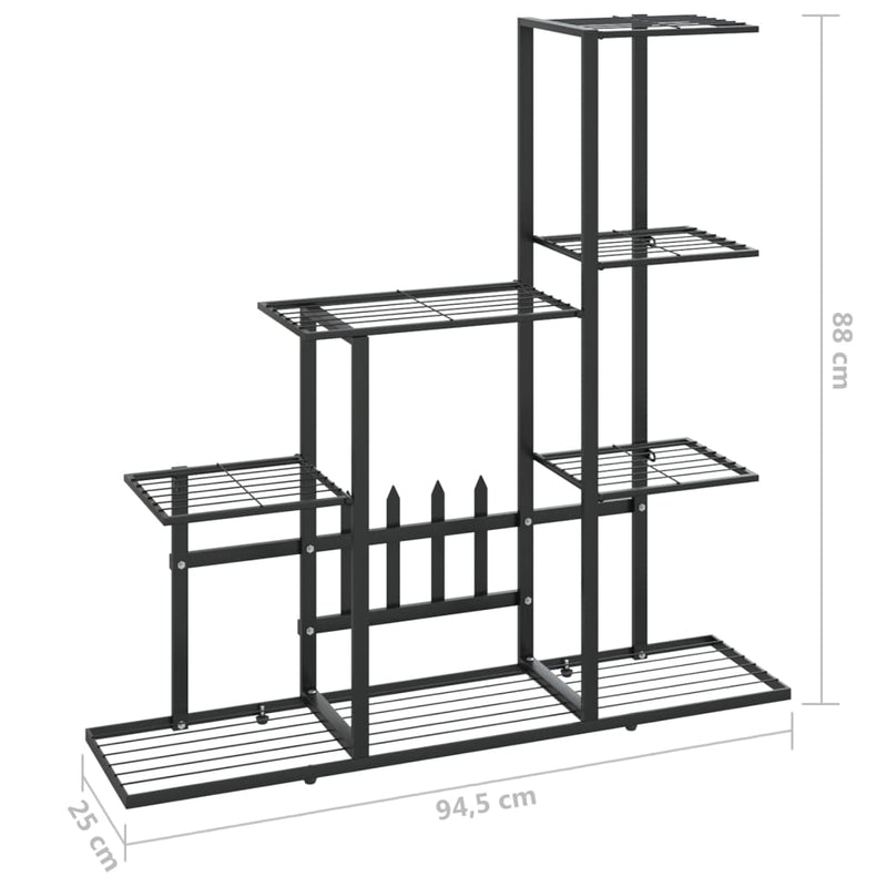 vidaXL fekete acél virágtartó állvány 94,5 x 25 x 88 cm
