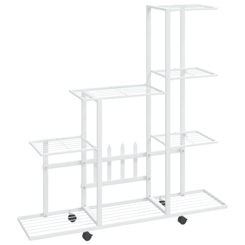 vidaXL fehér acél virágtartó állvány kerékkel 94,5 x 25 x 92,5 cm
