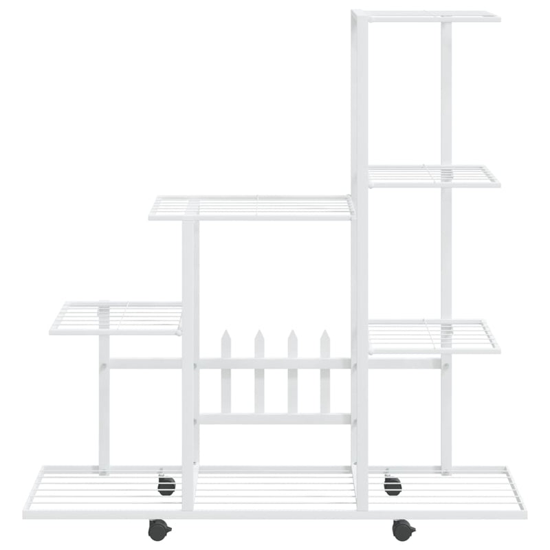 vidaXL fehér acél virágtartó állvány kerékkel 94,5 x 25 x 92,5 cm