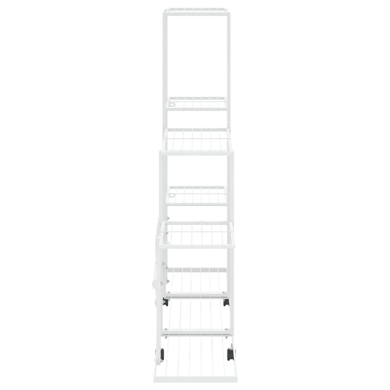 vidaXL fehér acél virágtartó állvány kerékkel 94,5 x 25 x 92,5 cm