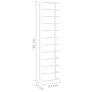 vidaXL fehér acél törölközőtartó 24 x 12 x 96 cm