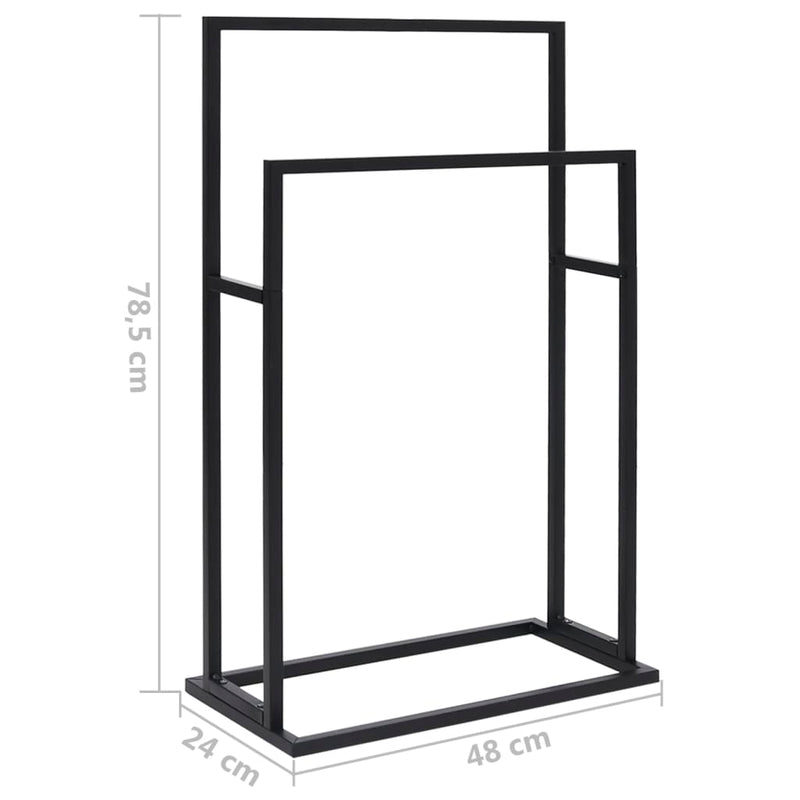 vidaXL szabadon álló fekete vas törölközőtartó 48 x 24 x 78,5 cm
