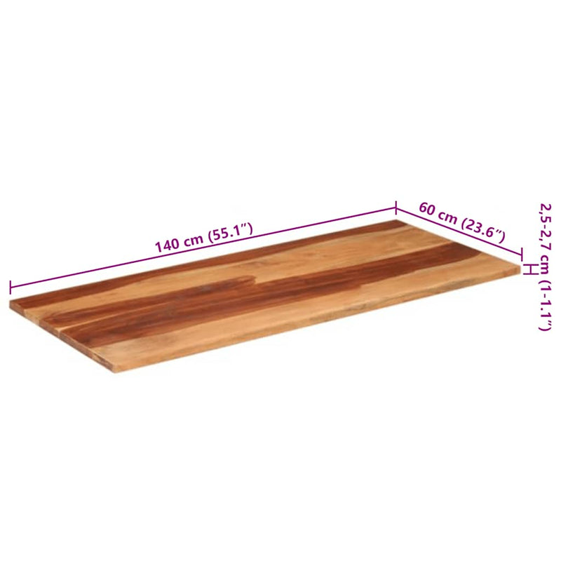 vidaXL tömör akácfa asztallap 140 x 60 x (2,5-2,7) cm