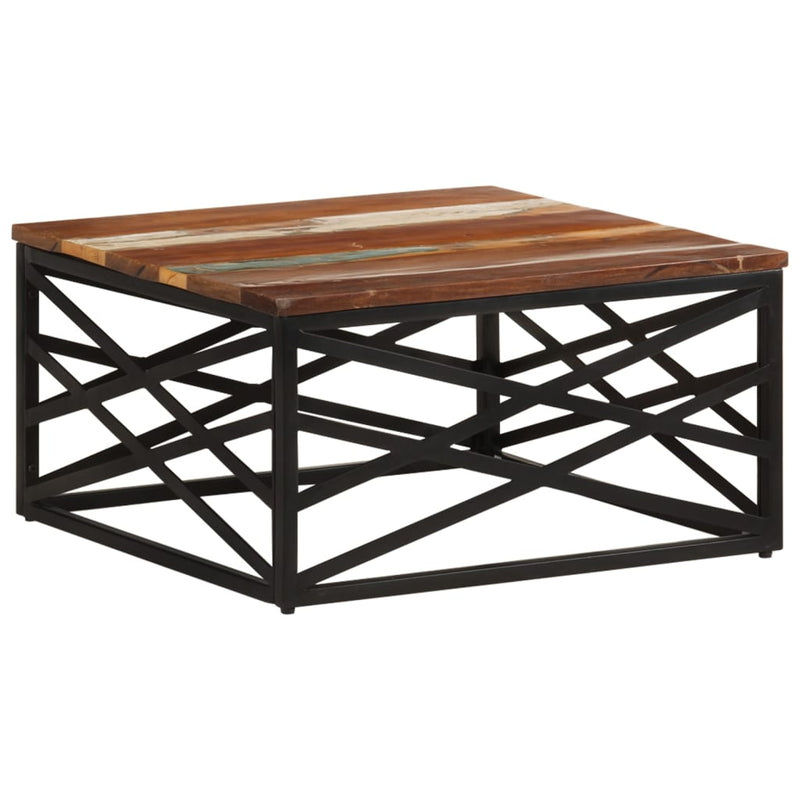 vidaXL tömör újrahasznosított fa dohányzóasztal 68 x 68 x 35 cm