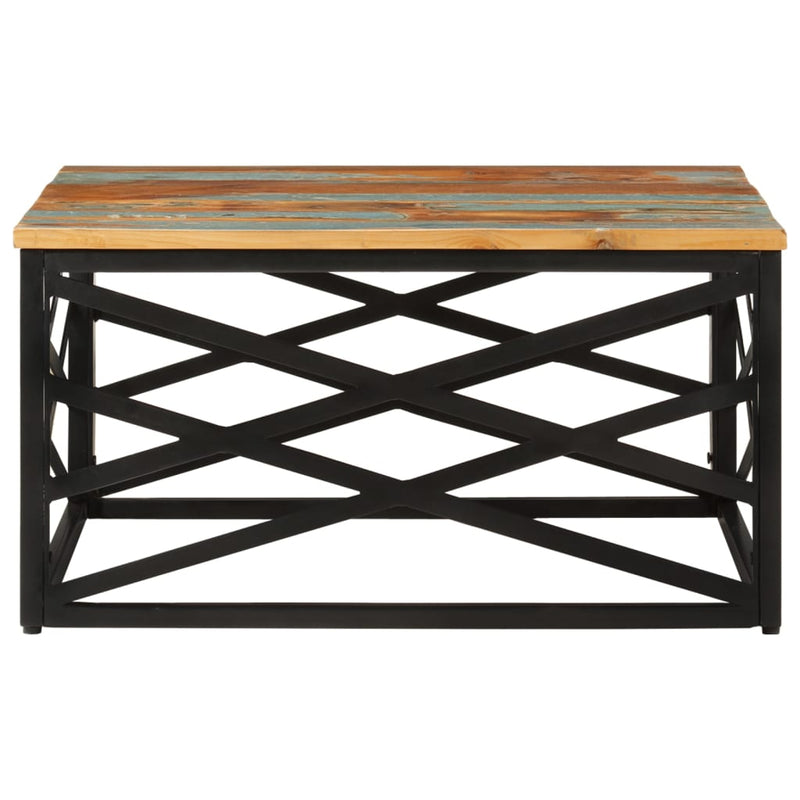 vidaXL tömör újrahasznosított fa dohányzóasztal 68 x 68 x 35 cm