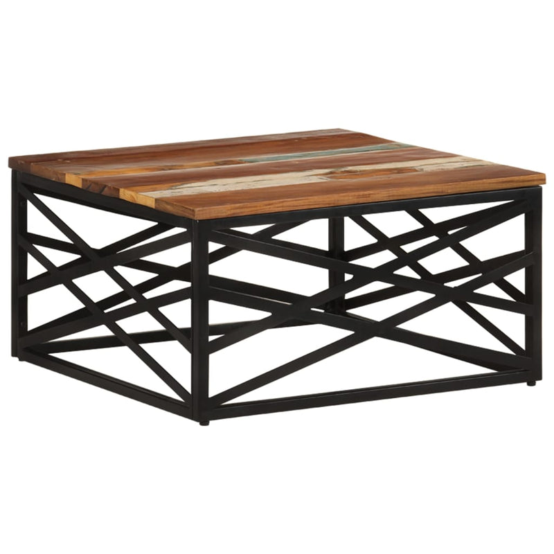 vidaXL tömör újrahasznosított fa dohányzóasztal 68 x 68 x 35 cm