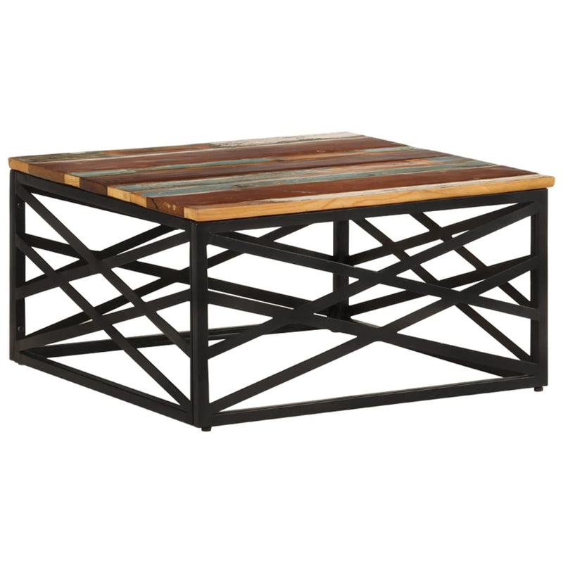 vidaXL tömör újrahasznosított fa dohányzóasztal 68 x 68 x 35 cm