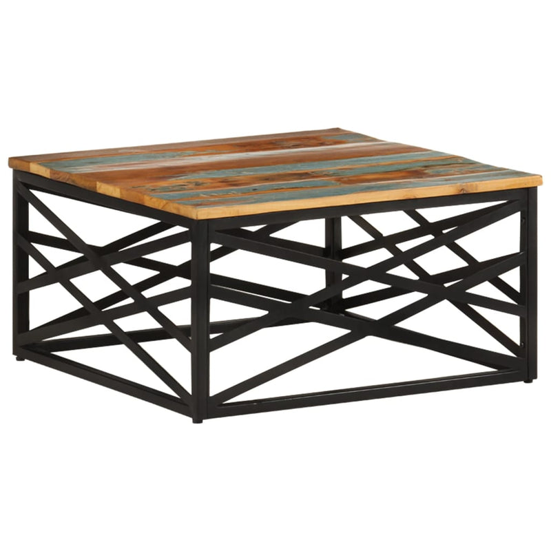 vidaXL tömör újrahasznosított fa dohányzóasztal 68 x 68 x 35 cm