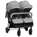 vidaXL világosszürke és fekete acél ikerbabakocsi