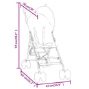 vidaXL atracitszürke-fekete acél babakocsi