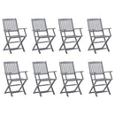 vidaXL 8 db összecsukható tömör akácfa kerti szék párnákkal