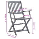 vidaXL 8 db összecsukható tömör akácfa kerti szék párnákkal