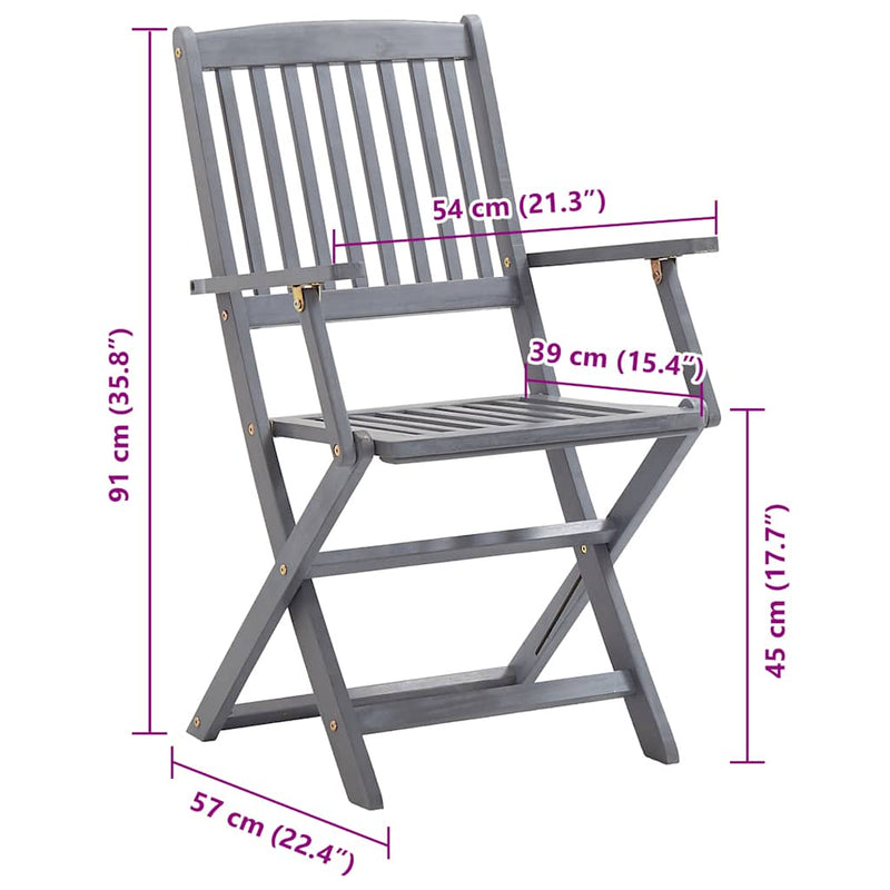 vidaXL 8 db összecsukható tömör akácfa kerti szék párnákkal