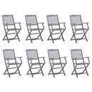 vidaXL 8 db összecsukható tömör akácfa kerti szék párnákkal