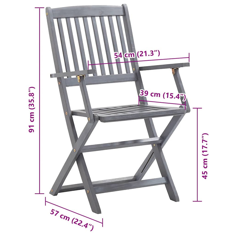 vidaXL 8 db összecsukható tömör akácfa kerti szék párnákkal