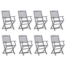 vidaXL 8 db összecsukható tömör akácfa kerti szék párnákkal
