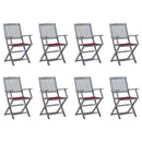 vidaXL 8 db összecsukható tömör akácfa kerti szék párnákkal