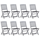 vidaXL 8 db összecsukható tömör akácfa kerti szék párnákkal