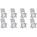 vidaXL 8 db összecsukható tömör akácfa kerti szék párnákkal