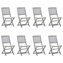 vidaXL 8 db összecsukható tömör akácfa kerti szék párnákkal