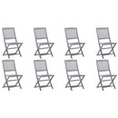vidaXL 8 db összecsukható tömör akácfa kerti szék párnákkal