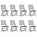 vidaXL 8 db összecsukható tömör akácfa kerti szék párnákkal