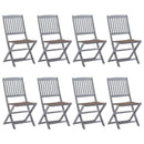vidaXL 8 db összecsukható tömör akácfa kerti szék párnákkal