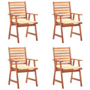 vidaXL 4 darab tömör akácfa kültéri étkezőszék párnával