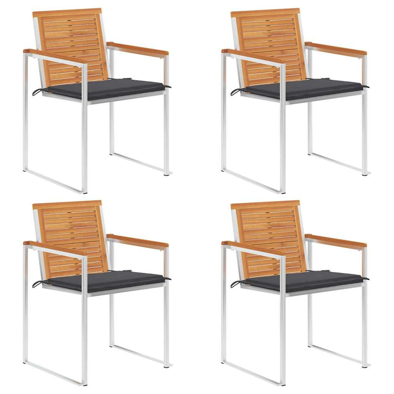 vidaXL 4 db tömör akácfa kerti szék párnákkal