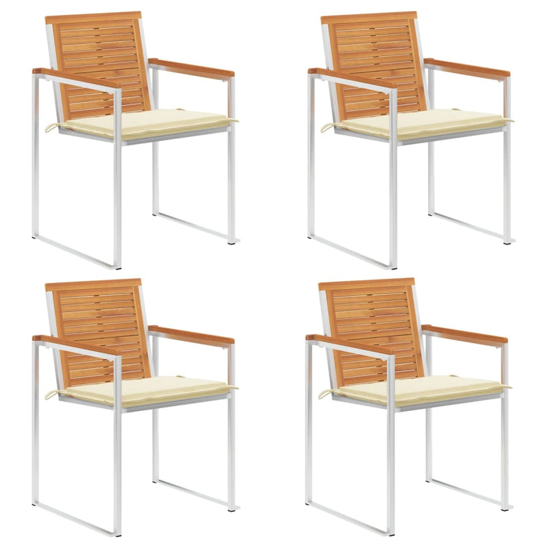 vidaXL 4 db tömör akácfa kerti szék párnákkal