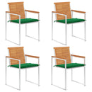 vidaXL 4 db tömör akácfa kerti szék párnákkal