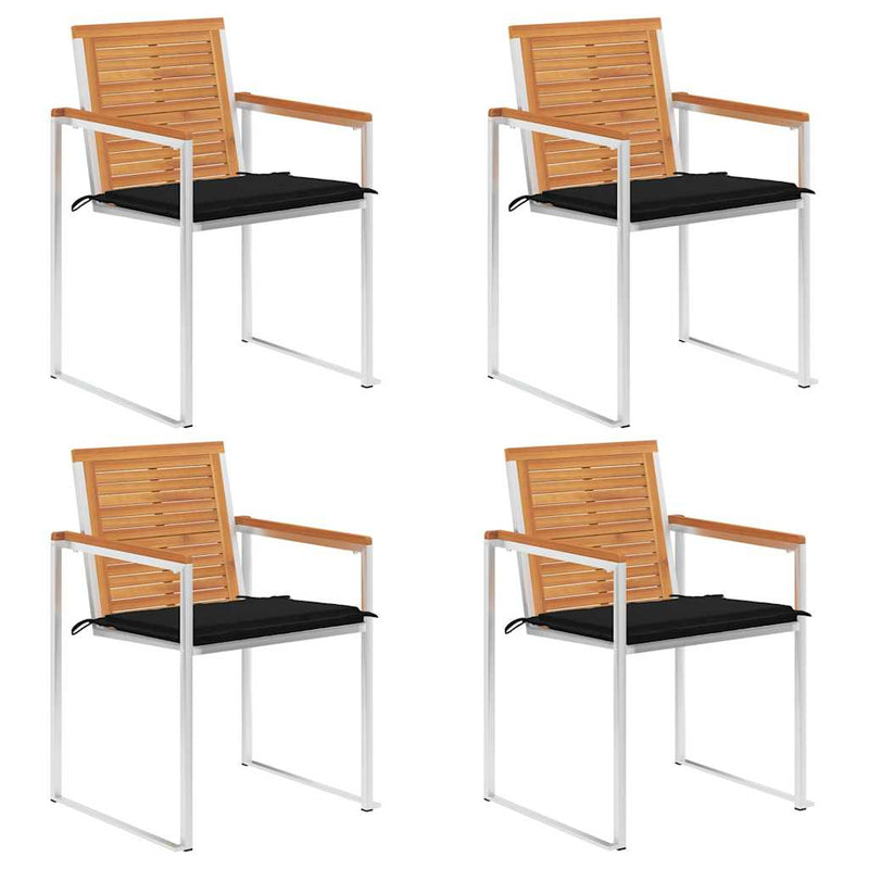 vidaXL 4 db tömör akácfa kerti szék párnákkal