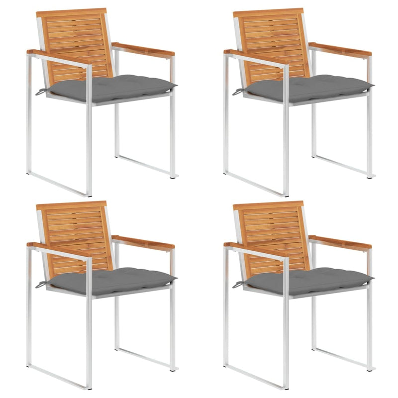 vidaXL 4 db tömör akácfa kerti szék párnákkal