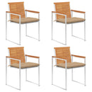 vidaXL 4 db tömör akácfa kerti szék párnákkal