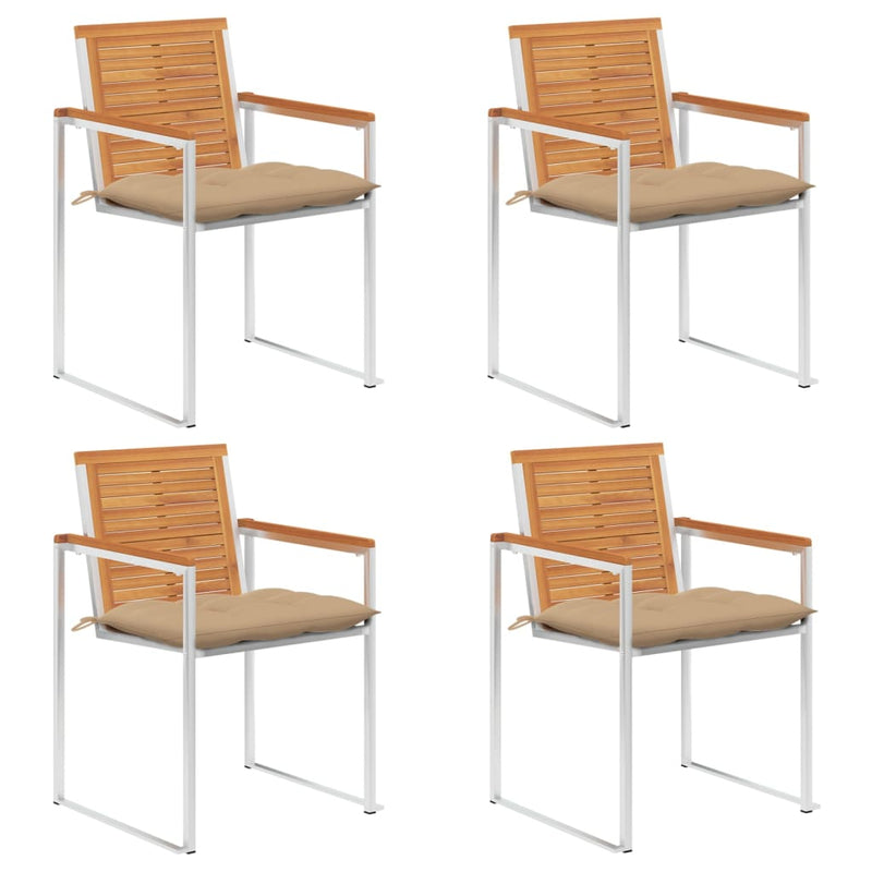 vidaXL 4 db tömör akácfa kerti szék párnákkal