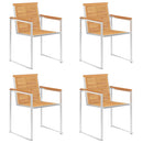 vidaXL 4 db tömör tíkfa és rozsdamentes acél kerti szék