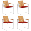 vidaXL 4 db tömör tíkfa kerti szék párnákkal