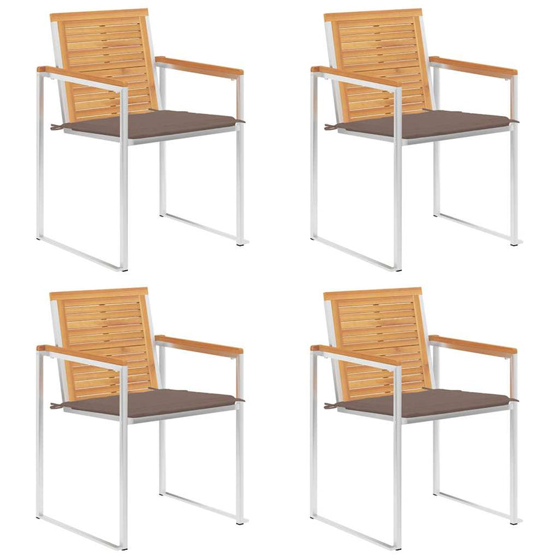 vidaXL 4 db tömör tíkfa kerti szék párnákkal